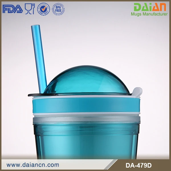 
 16 унций BPA- free пищевая двухслойная пластиковая соломенная чашка стакан для закусок для детей  