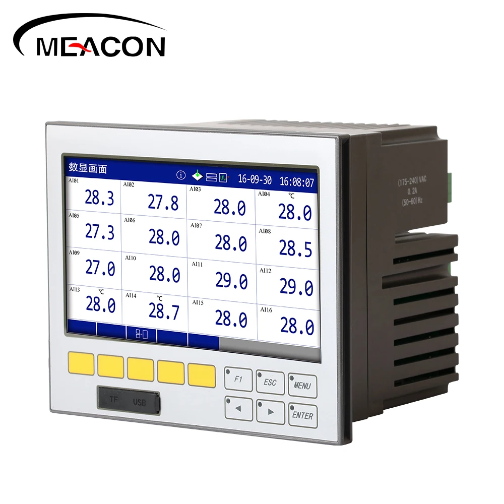 Meacon Paperless Recorder Rx200d with LCD Display 4 Channel Recorder Date Logger Date Meter 