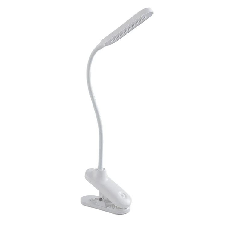 touch dimming ABS bedside usb charging port nail led reading clip hold on flexible battery rechargeable desk table lamp