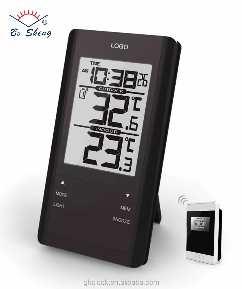 Wireless Digital Electronic Thermometer with LED Backlight 433mhz for Indoor & Outdoor Use for Office & Living Room