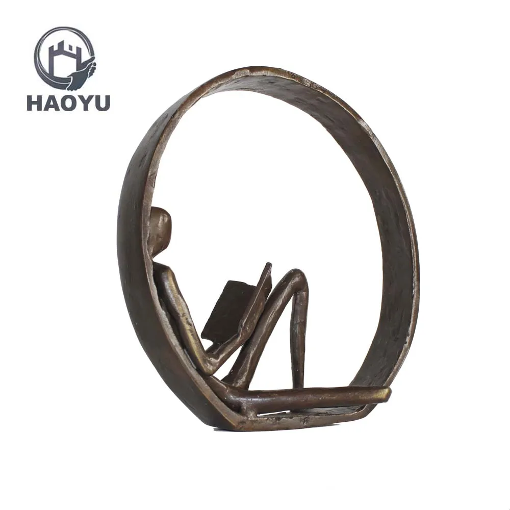 Новый дизайн, знаменитые абстрактные металлические искусства и ремесла, Чугунные скульптуры для чтения, домашний декор