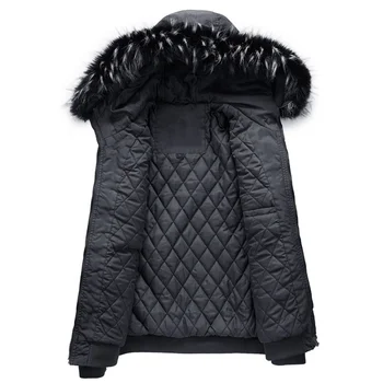 Brand Men's Quilted Multi-function Pocket Fur Hooded Padded Coat