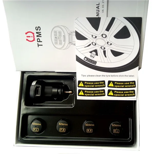 Цифровой номер warninglcd автомобиля прикуривателя tpms контроля давления в шинах с внешний датчик