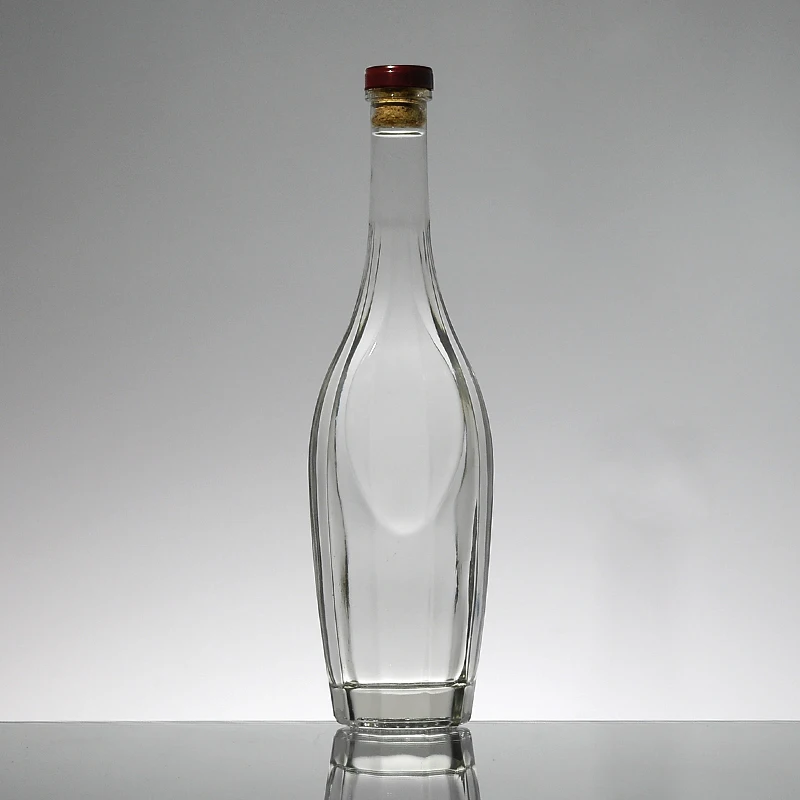 Transparent Whiskey Brandy Oil Square Glass Alcohol Jar 750ml Bulk