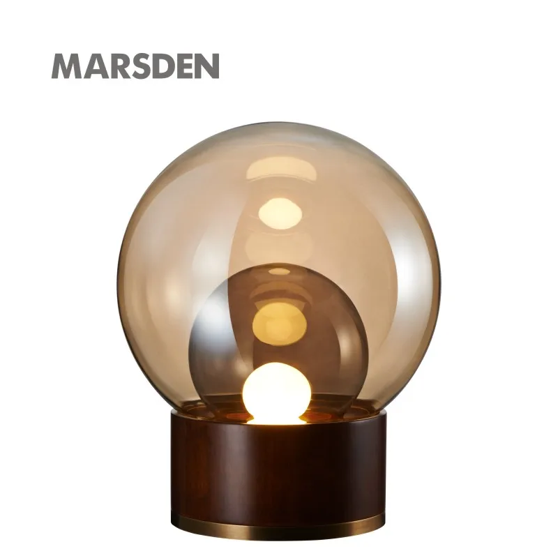 
 Современный коралловый Янтарный деревянный Базовый светодиодный светильник MARSDEN, товары для дома, для отеля, ресторана, декоративная настольная лампа, настольные лампы  