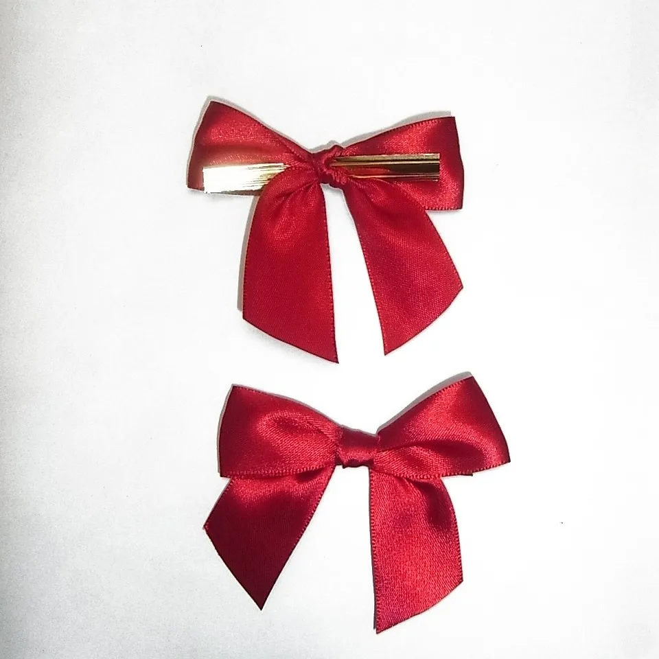 Handmade Pretied Satin Ribbon Bows With Twist Tie Decorative Bow Ties