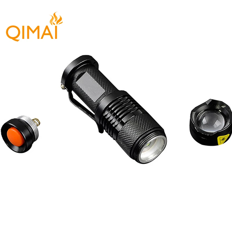 3 Modes SK68 14500 Element 3 Watt Rechargeable Red Zoom Aluminum Mini Led Flashing Pocket Clip Mini Torch Light