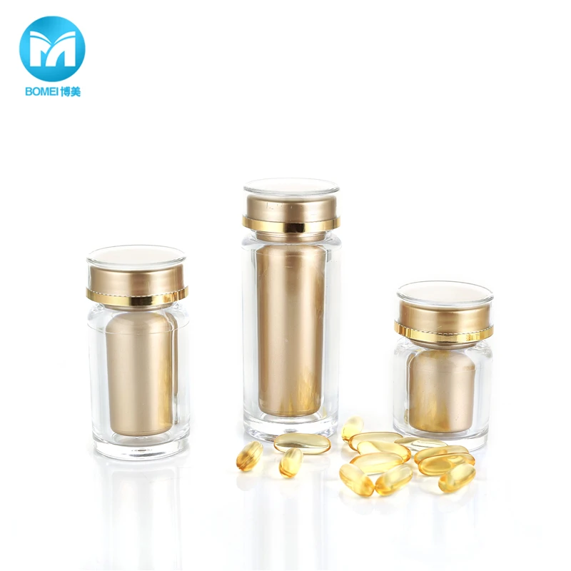 30ml 60ml 80ml High Quality Wholesale Custom Double Wall Empty Capsule Bottle clear Plastic Pill Bottle