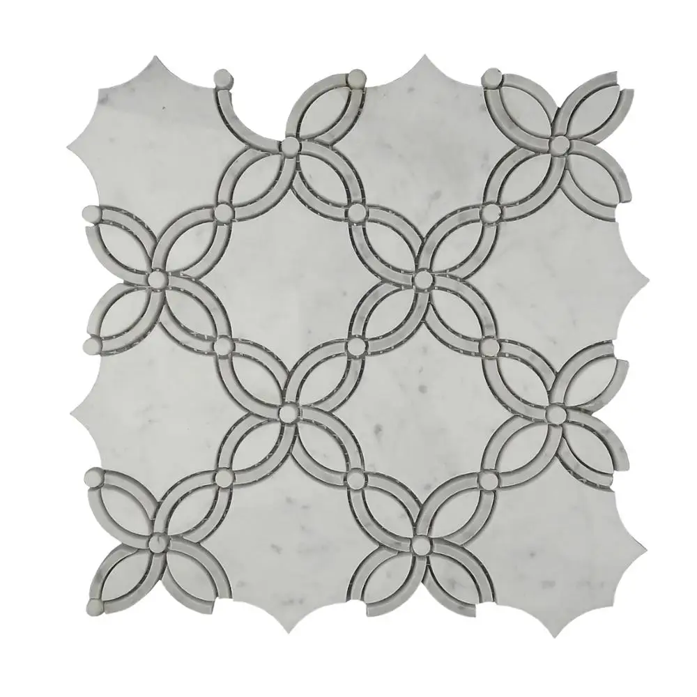 Wonderful Flower Stone Mosaic Art Design for Kitchen Pool Living Room and Interior Wall Decor Resin and Marble Material Tile