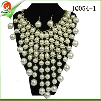 wholesale african jewelry sets pearl earring and necklace for party