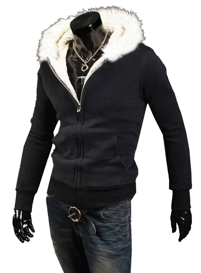 Luxury Brand New Winter Fashion Man Brown Hooded Leather