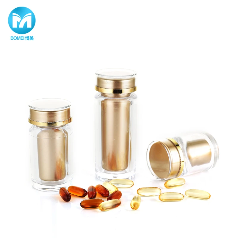 30ml 60ml 80ml High Quality Wholesale Custom Double Wall Empty Capsule Bottle clear Plastic Pill Bottle