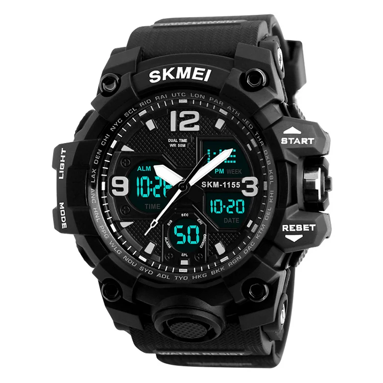 Skmei 1155B горячая Распродажа водонепроницаемые аналоговые цифровые часы мужские наручные часы спортивные наручные часы