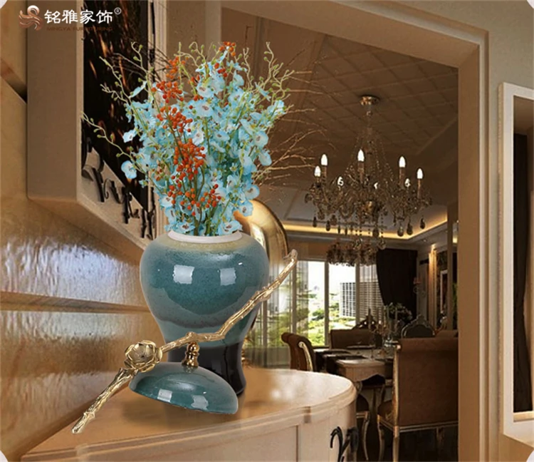 Китайский античный домашний декор, фарфоровая глазурованная ваза с крышкой