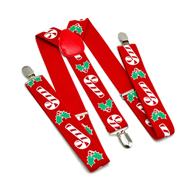 Подтяжки с принтом на заказ для мужчин и женщин подтяжки Y-образной спинкой рождественским логотипом шелковым экраном 3 металлическими