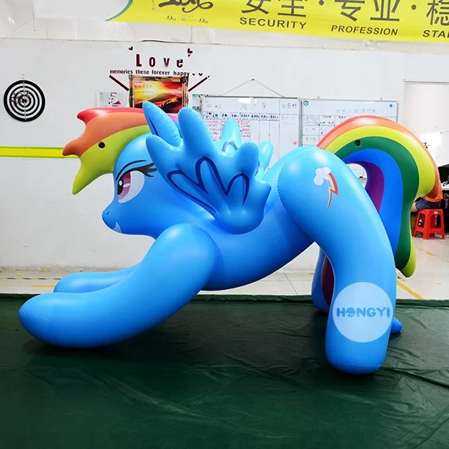 Factory Design Carnival Parade Rainbow Adult Inflatable Bouncing Horse