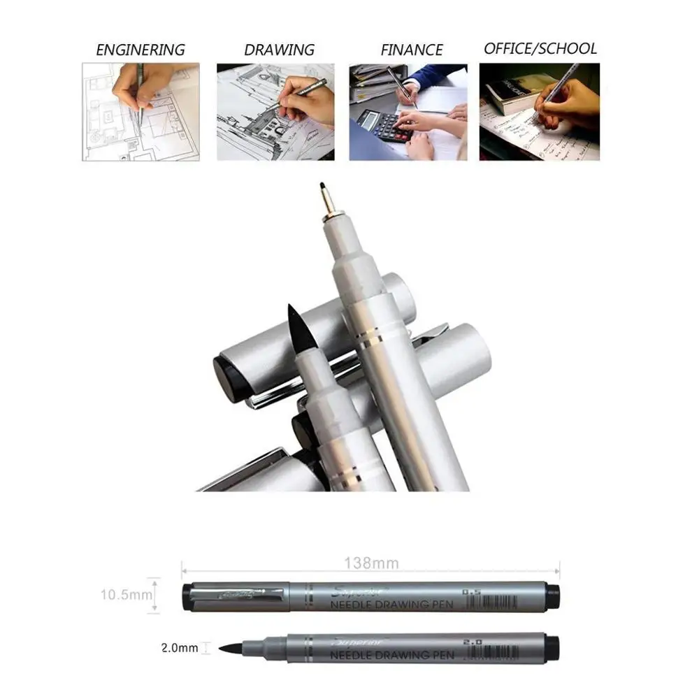 Professional Technical Drawing Needle Fineliner Ink Pens for Detail Painting