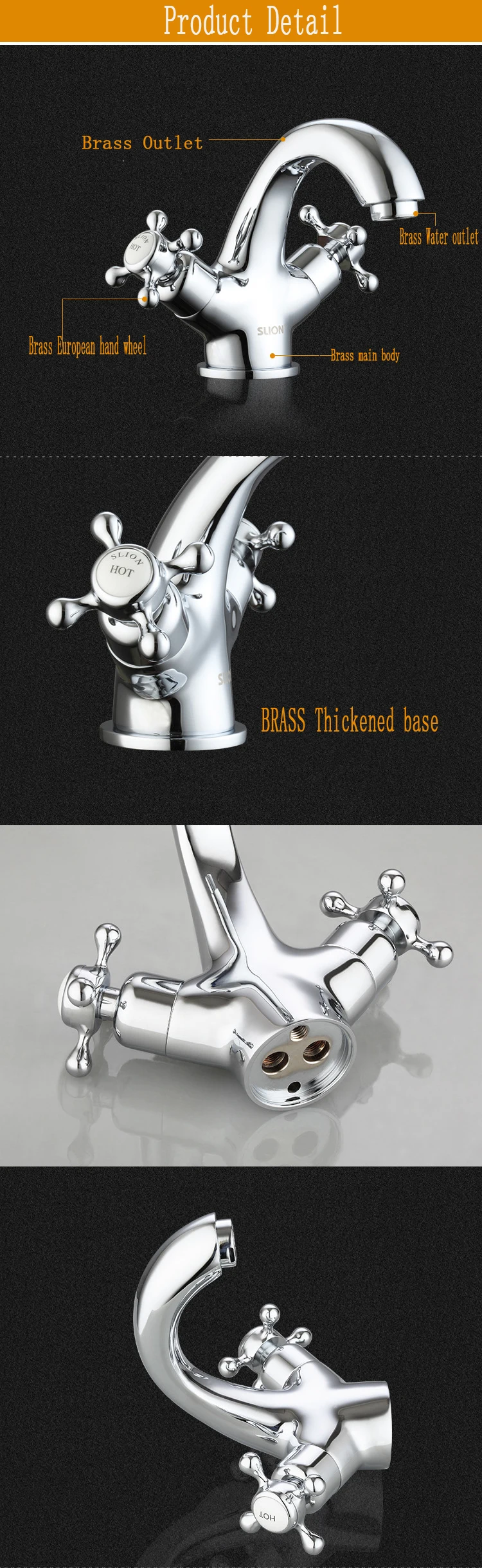 Classic Brass Crosshead Lever Basin Tap - Chrome  factory