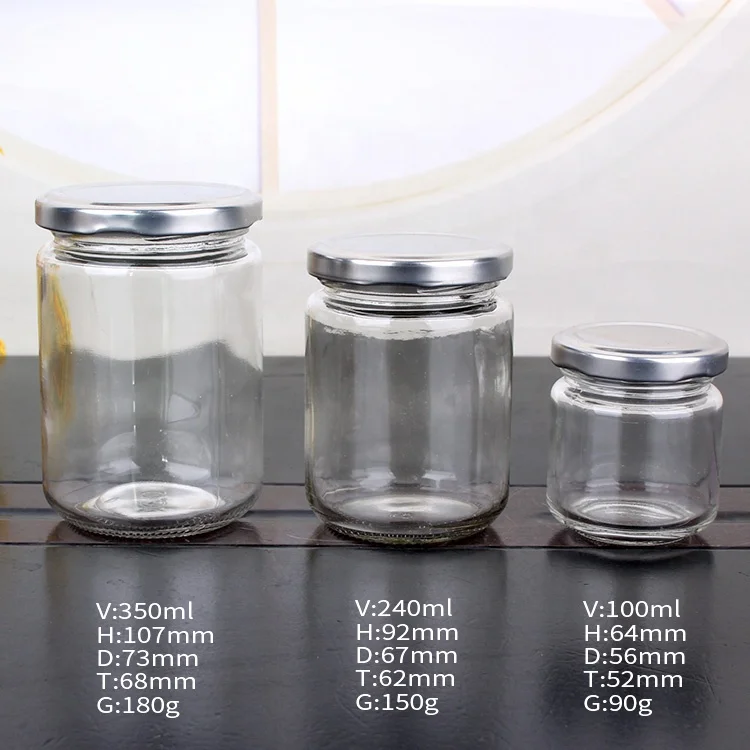 Buy Wholesale China Wholesale Glass Storage Jar With Metal Airtight Lid  12oz Glass Jam Jars 350ml Glass Jelly Bottles & Glass Jars at USD 0.36