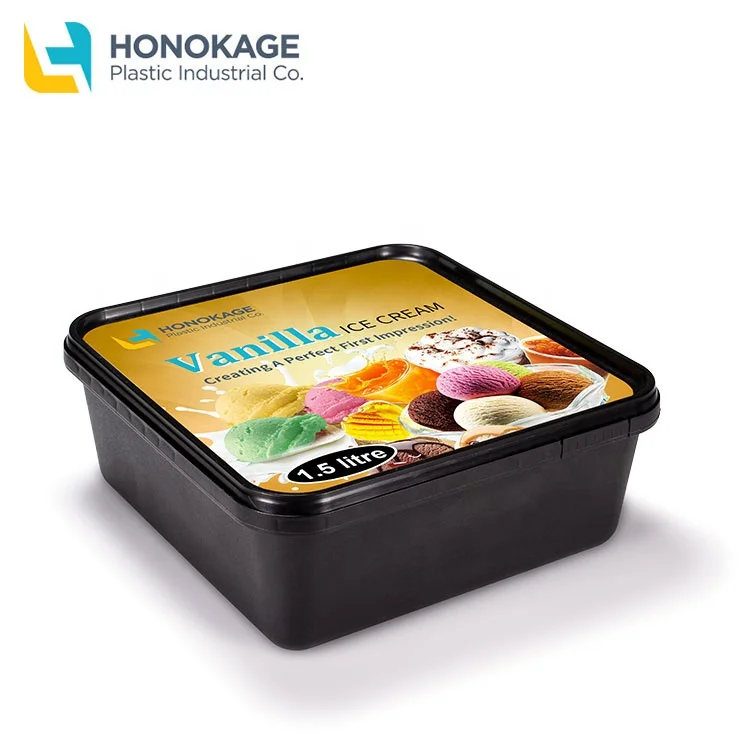 1000ml IML ice cream container .square- HONOKAGE  Honokage IML Container  Plastic Packaging Industrial Co.