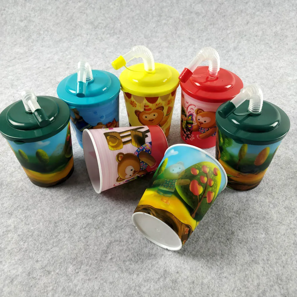 300 мл, 3D печать, линзовидная пластиковая чашка с соломинкой и крышкой для детей