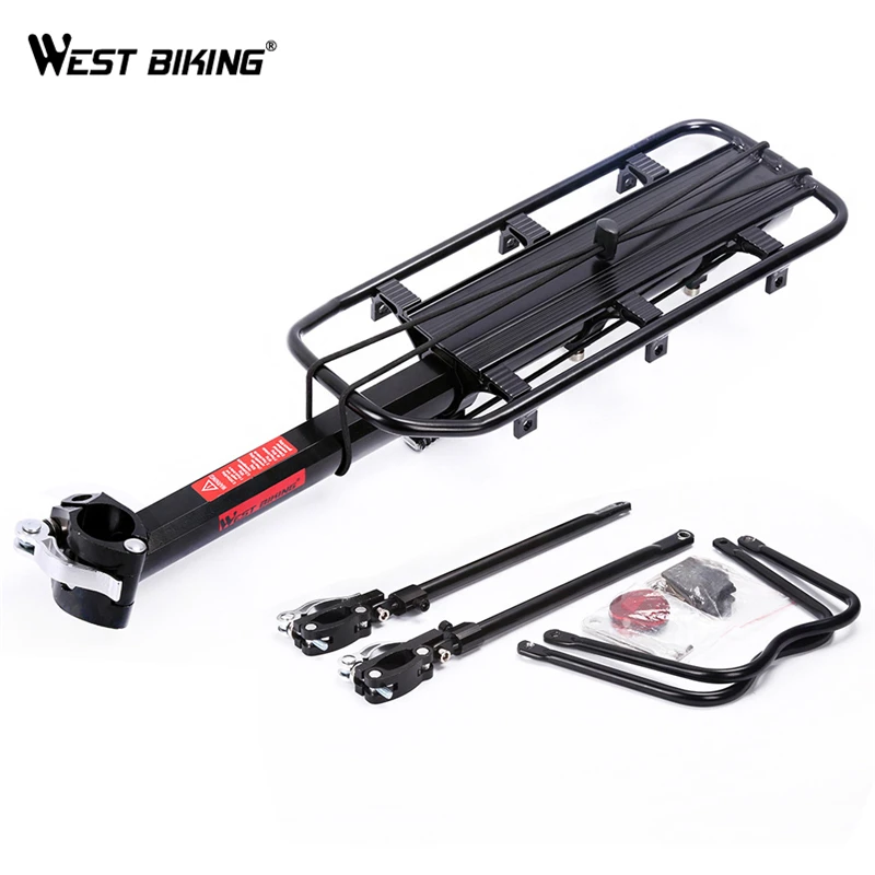 Велосипедная стойка WEST BIKING полная быстросъемная багажная для горных и дорожных велосипедов со светоотражающим логотипом