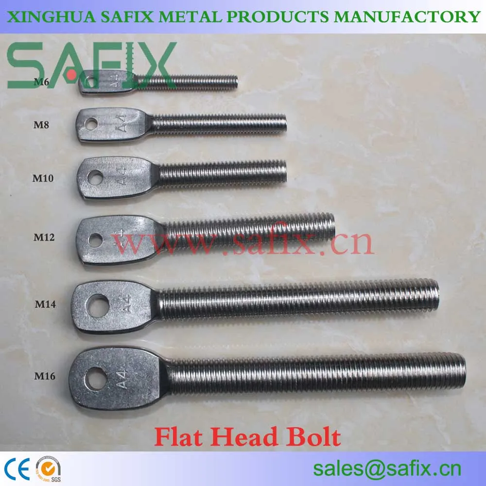 AISI304/A2 ANSI316L/A4 Stainless Steel Flat Head Eye Bolt/Stone