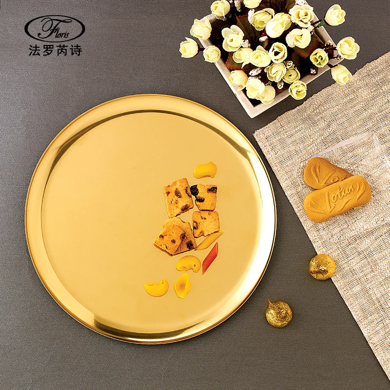 Popular Cheap Modern gift dinnerware gold 304 stainless steel gold tray