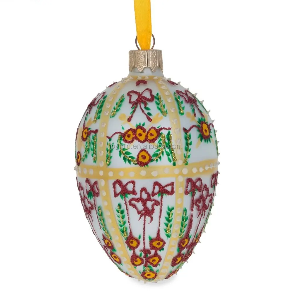 Boule De Noël En Verre Soufflé à La Main - Décorée - Pour Noël Ou Pâques