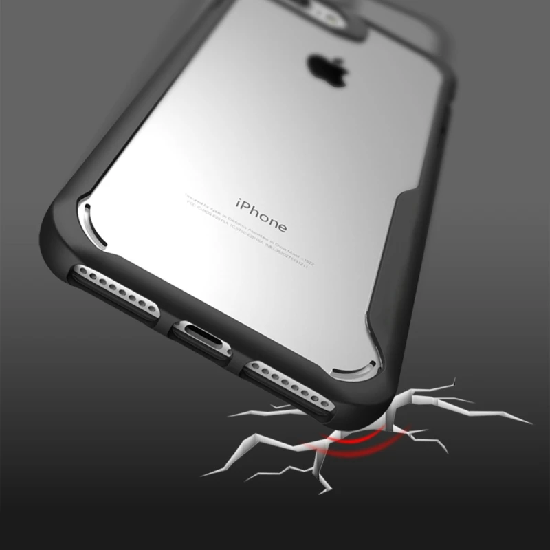 Clear Phone Back Cover for iPhone 6 6S 7 8 Plus Case Ultrathin Shockproof Hybrid TPU PC Wholesale