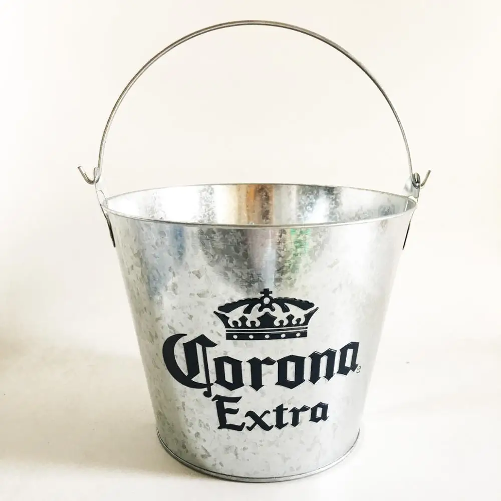 Corona Extra Galvanised Metal Beer Bucket with Built-In Bottle Opener :  : Home