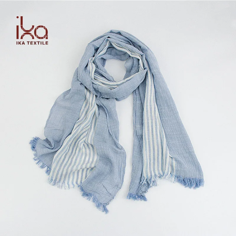 Оптовая продажа человек пользовательские полосатый пряжи на основе красителя тканый хлопок вискоза хиджаб шарф в полоску