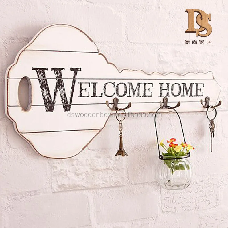 Hand Carved Hanging Shabby Wood Chic Welcome House Plaque Sign Board Rudder 