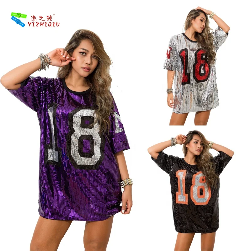 Wholesale YIZHIQIU Sequin Jersey Dress Women Custom Dallas