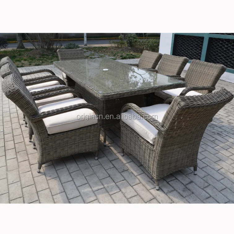 8 seater grey rattan dining set