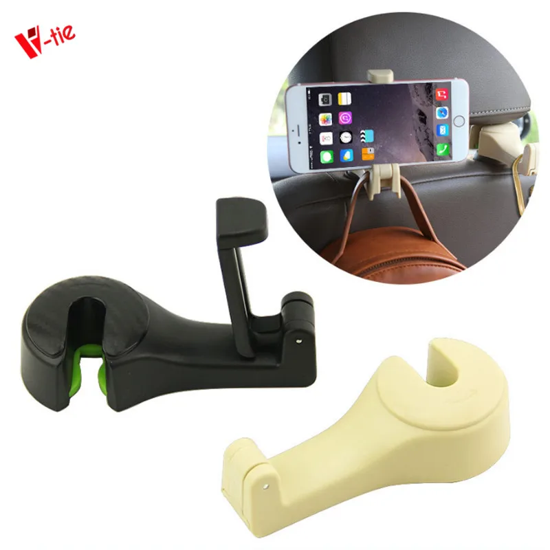 Car Back Seat Hook Auto Headrest Hook Hanger With Mobile Phone Holder