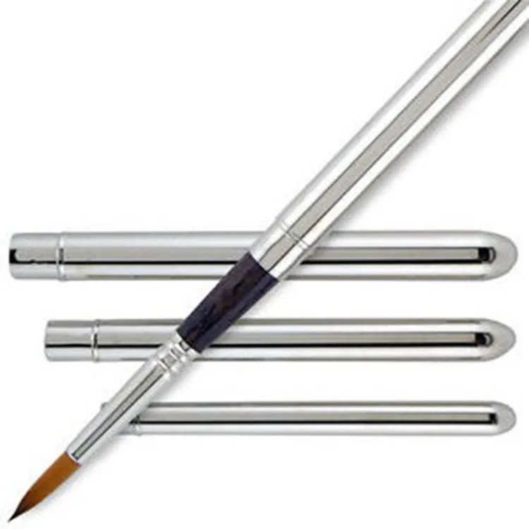 
100% Kolinsky соболиный ворс, Круглый наконечник, металлическая ручка, для путешествий, набор кистей для рисования акварелью 