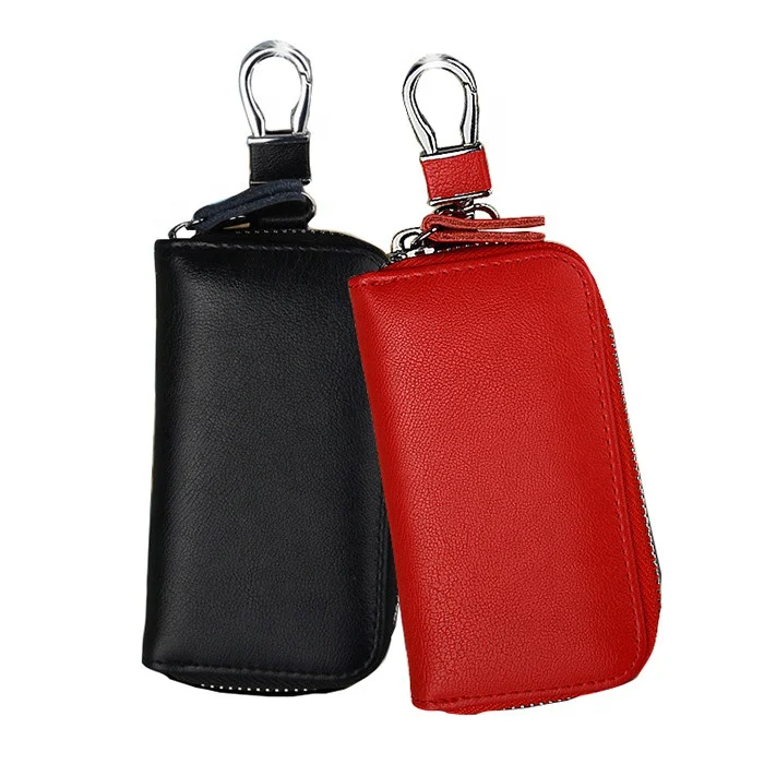 Contact Grnuine Leather Key Case,mens Leather Cowhide Key Chain Bag,Keyring Card ID Holder Wallet Purse