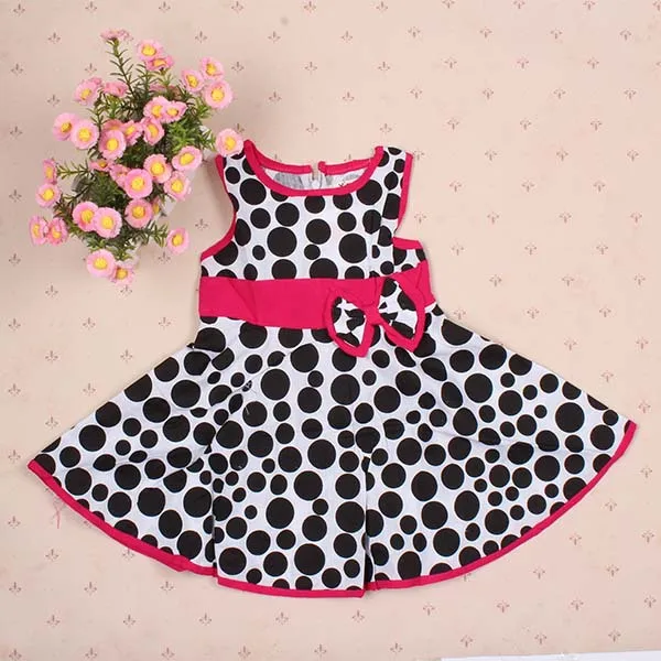 1 6Y Cute Baby Kids Girl Summer Dress Polka Dot Sleeveless Cotton Dress