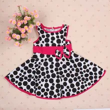 1 6Y Cute Baby Kids Girl Summer Dress Polka Dot Sleeveless Cotton Dress