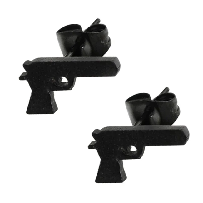 Black Pistol gun stud earrings