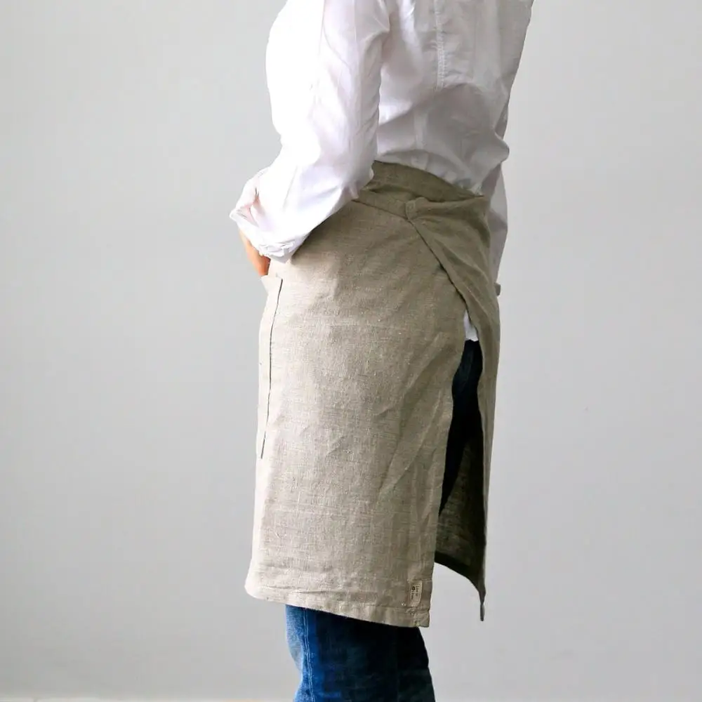 OEKO-TEX женский короткий Льняной Фартук без рукавов на заказ