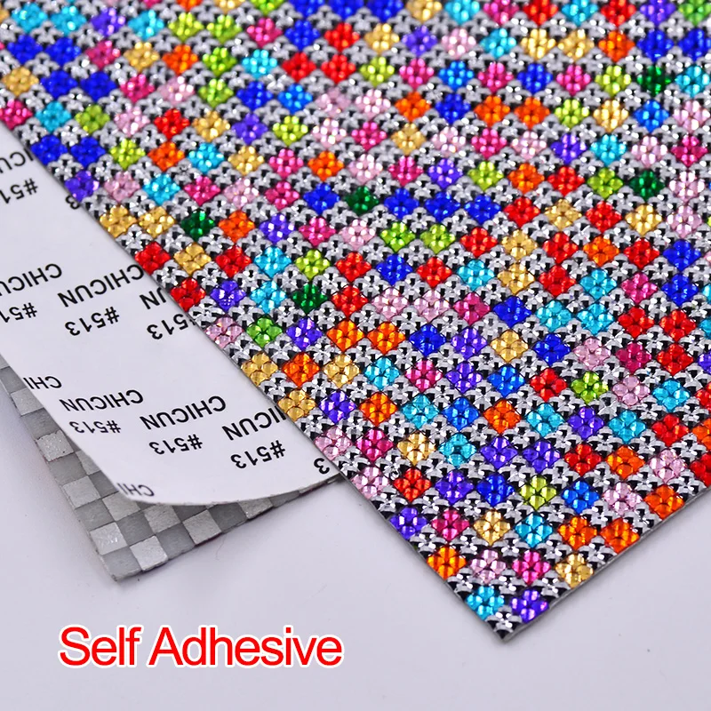 Самоклеящиеся стразы 24*40 см, сетчатая отделка, тканевый лист, прозрачные наклейки из смолы, стразы, аппликации, лента для рукоделия, ювелирные изделия