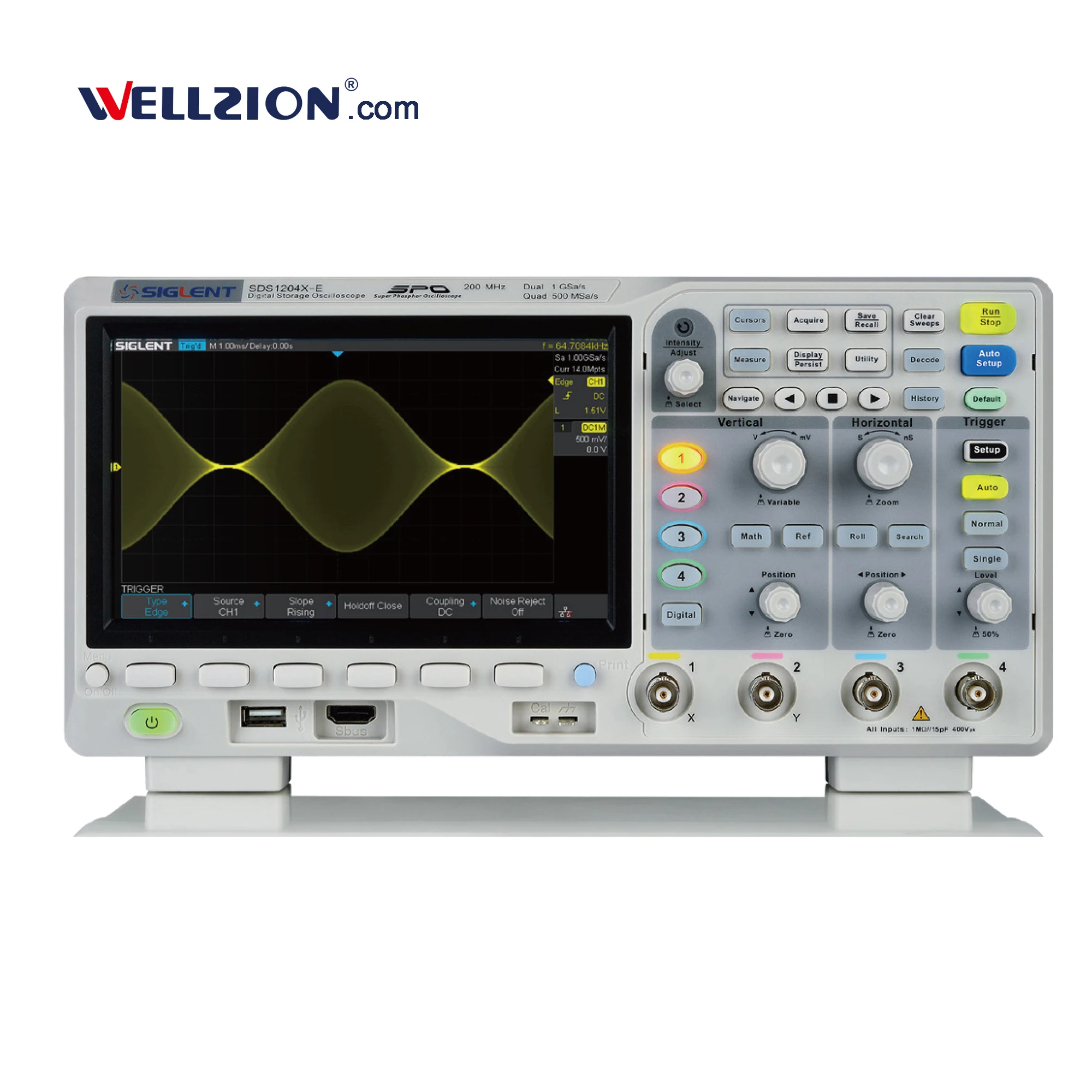 SDS1204X-E,200MHz Bandwidth 14 Mpts Memory Depth Siglent Oscilloscope
