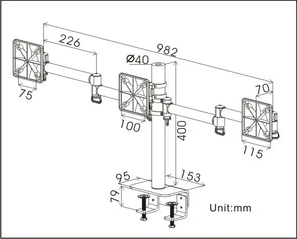 Многоэкранный Тройной ЖК-монитор стойка Три горизонтальных 3 экрана панель устойчивая настольная подставка