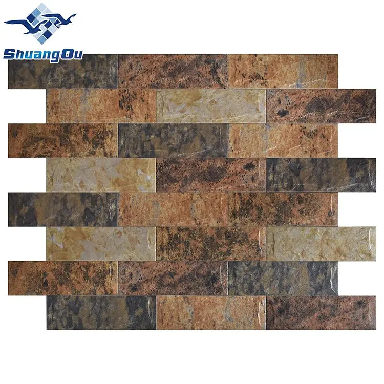 Factory Supply Mixed Colour  Stone Like 95 X 300mm Exterior Cladding Outdoor Stone Wall Tile