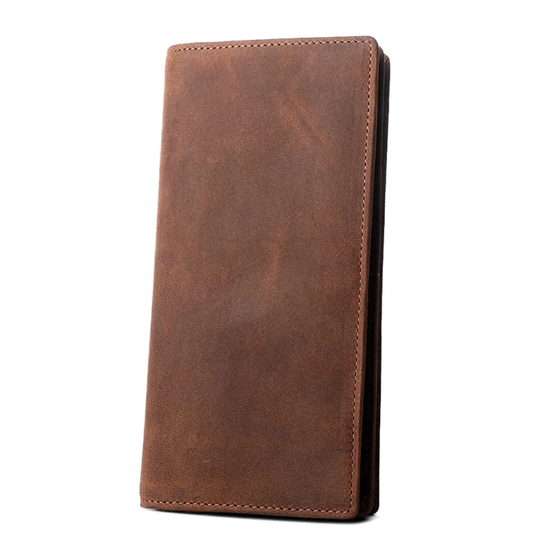 Custom Retro RFID Blocking Stitched Genuine Leather Men Card Holder Wallet