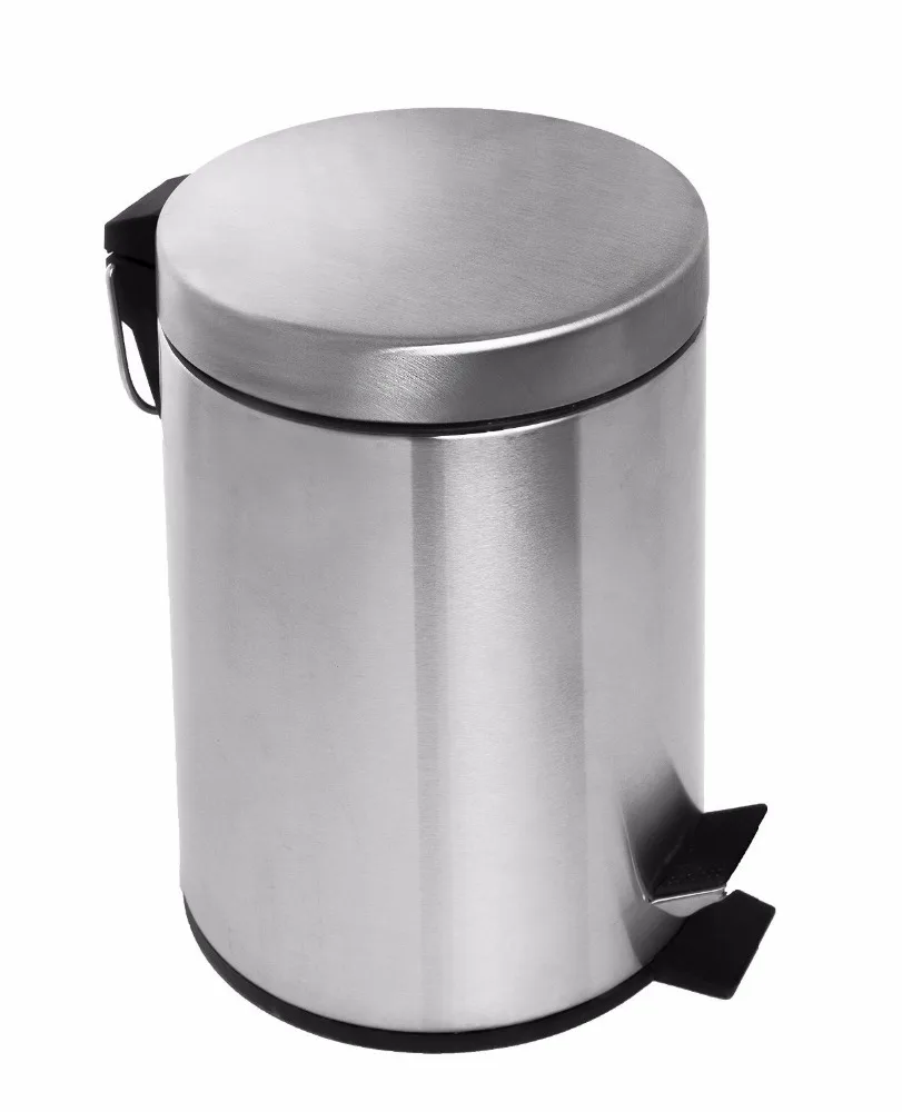 3 Litre Ice White Round Waste Bin Stainless Steel Garbage Trash Can Pedal Bin 