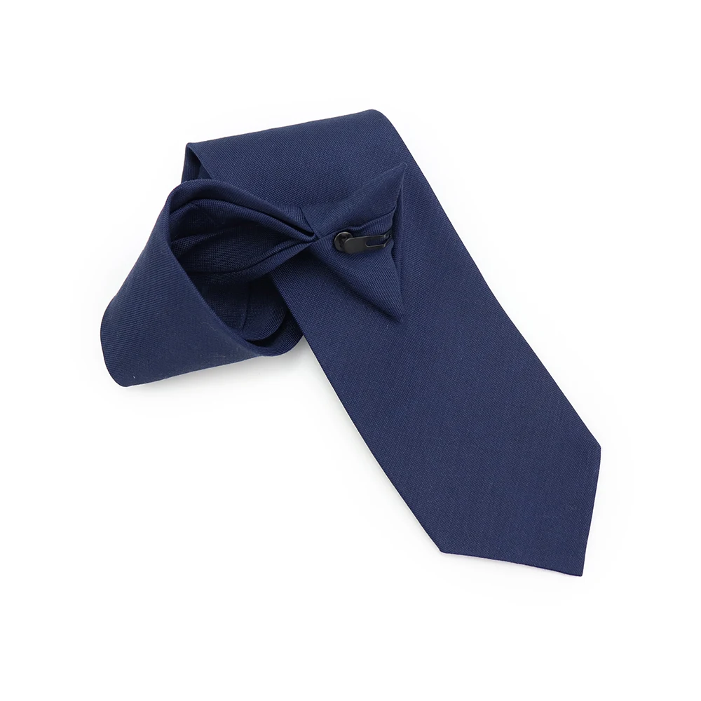 Convenient Plain Polyester Wool Blend Clip On Ties Man Security Navy ...