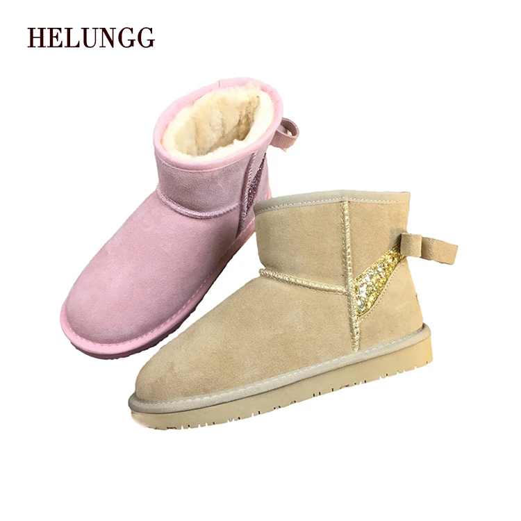 Оптовая продажа, зимние теплые мягкие сапоги из натуральной кожи для женщин и девочек